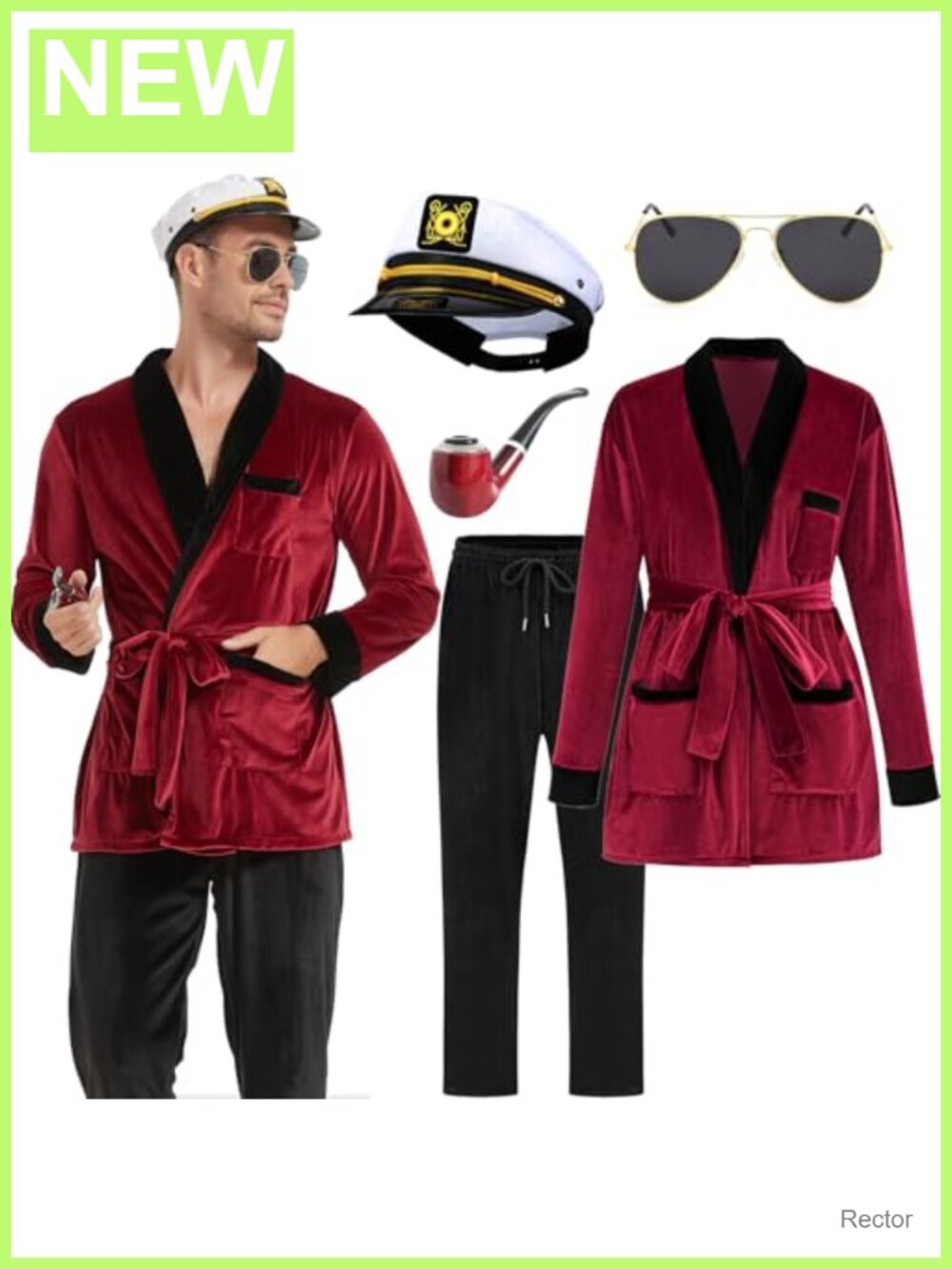 Captain Bunny Jacket Robe Pimp Costume 5pc Set